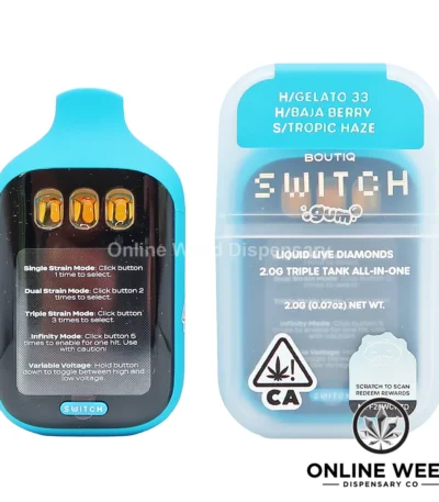 Boutiq Switch V5 2g Disposable Vape - Gelato 33 + Baja Berry + Tropic Haze
