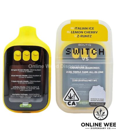 Boutiq Switch V5 2g Disposable Vape - Italian Ice + Lemon Cherry + Z-Runtz