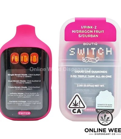 Boutiq Switch V5 2g Disposable Vape - Pink-Z + Dragon Fruit + Durban