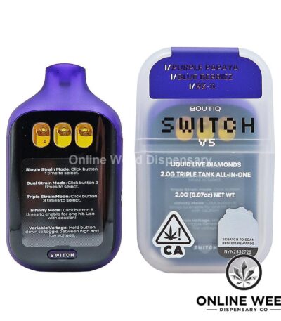 Boutiq Switch V5 2g Disposable Vape - Purple Papaya + Blue Berriez + RZ-11