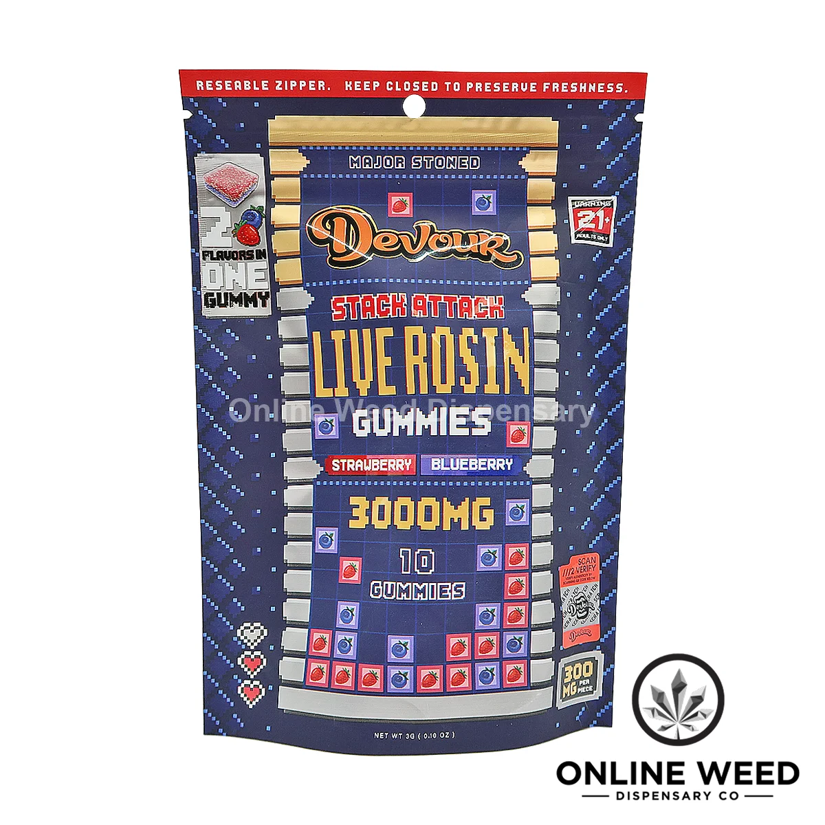 Devour Live Rosin 3000mg Gummies - Strawberry + Blueberry Devour Live Rosin 3000mg Gummies - Strawberry + Blueberry