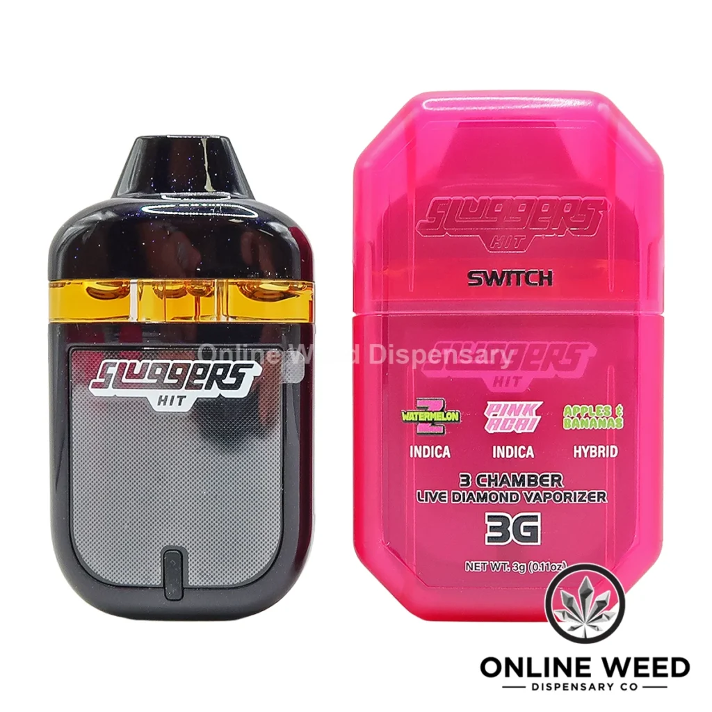Sluggers Hit Switch 3g DIsposable Vape - Watermelon Z + Pink Acai + Apples & Bananas
