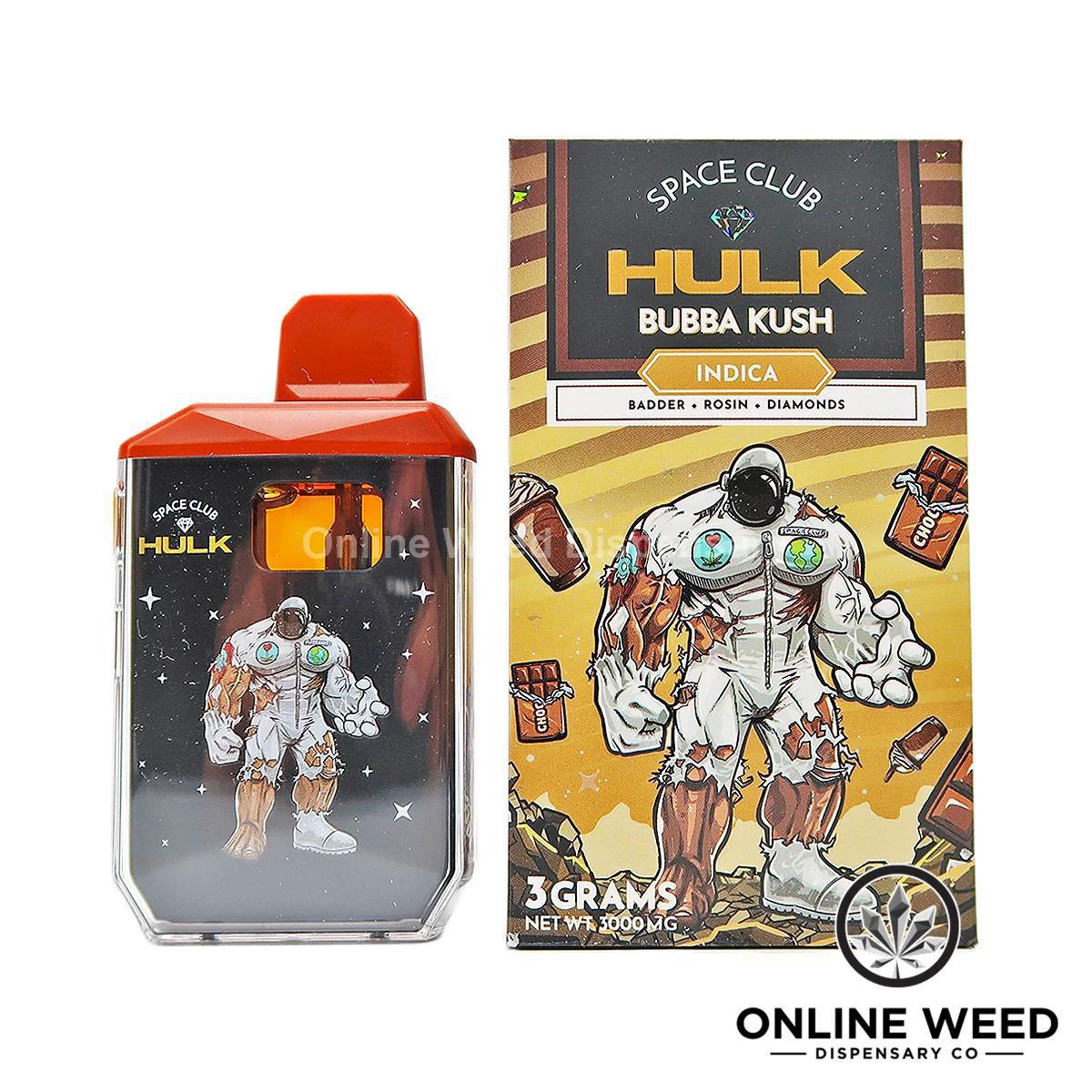 Space Club 3g Hulk Bar (Badder + Rosin + Diamonds) Disposable Vape - Bubba Kush Space Club 3g Hulk Bar (Badder + Rosin + Diamonds) Disposable Vape - Bubba Kush