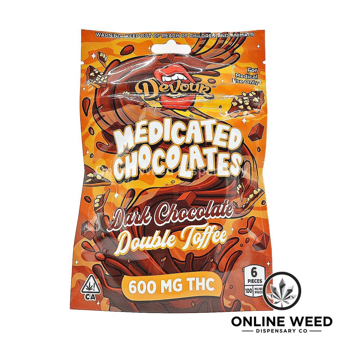 8d560682-4792-4e32-95ad-16e4369337c6 Devour 600mg THC Medicated Chocolates – Dark Chocolate Double Toffee - Image 1