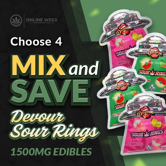 OWD-Choose-4-Devour-Sour-Rings-1500mg-Edibles-Mix-Save Devour Edibles 1500MG – Mix & Match – Pick Any 4 - Image 1