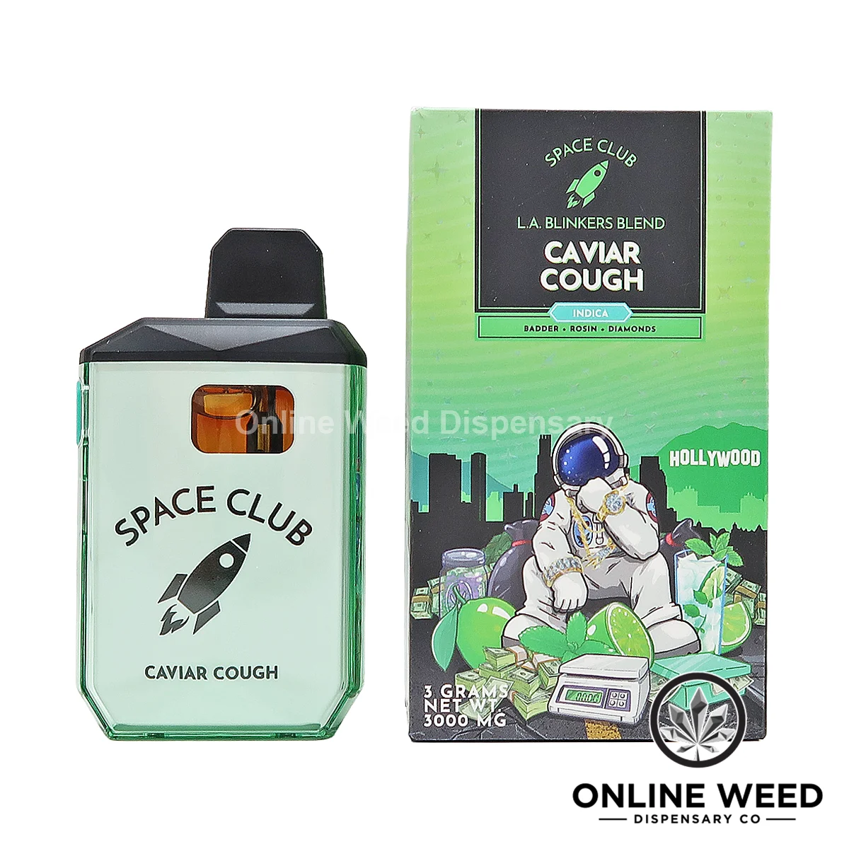 Space-Club-Caviar-Cough-1 Space Club 3g Hulk Bar (Badder + Rosin + Diamonds) Disposable Vape – Caviar Cough - Image 1