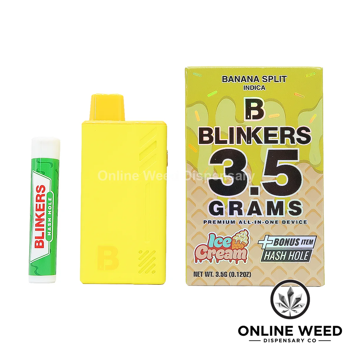 Blinkers 3.5g Disposable Vape + Hash Hole - Banana Split Blinkers 3.5g Disposable Vape + Hash Hole - Banana Split