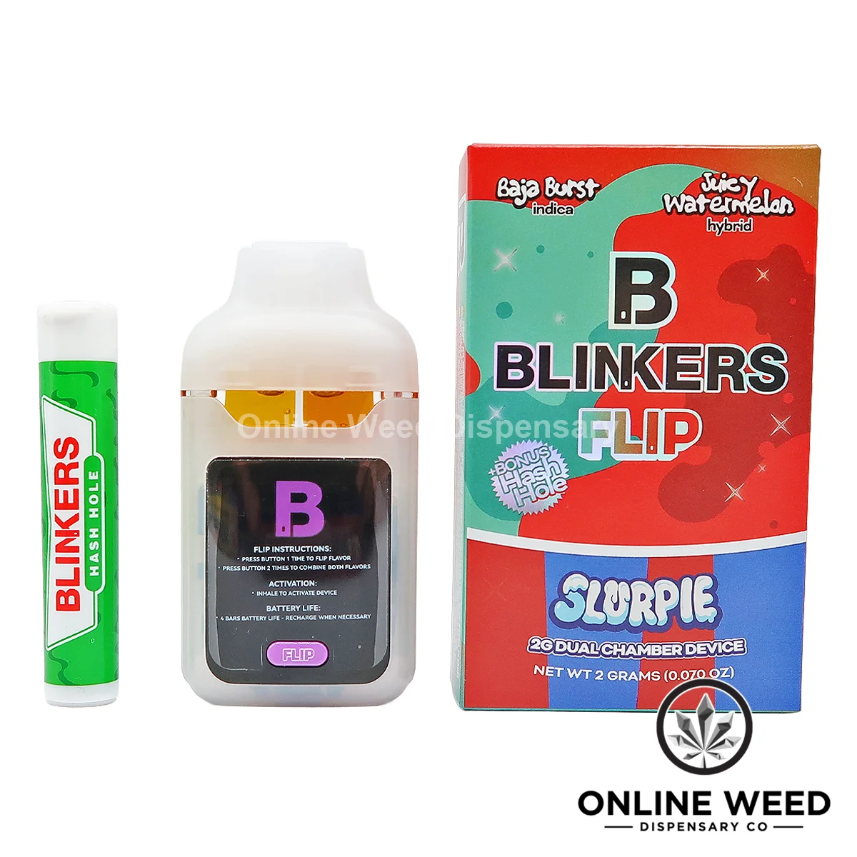 Blinkers Flip 2g Disposable Vape - Baja Burst + Juicy Watermelon Blinkers Flip 2g Disposable Vape - Baja Burst + Juicy Watermelon