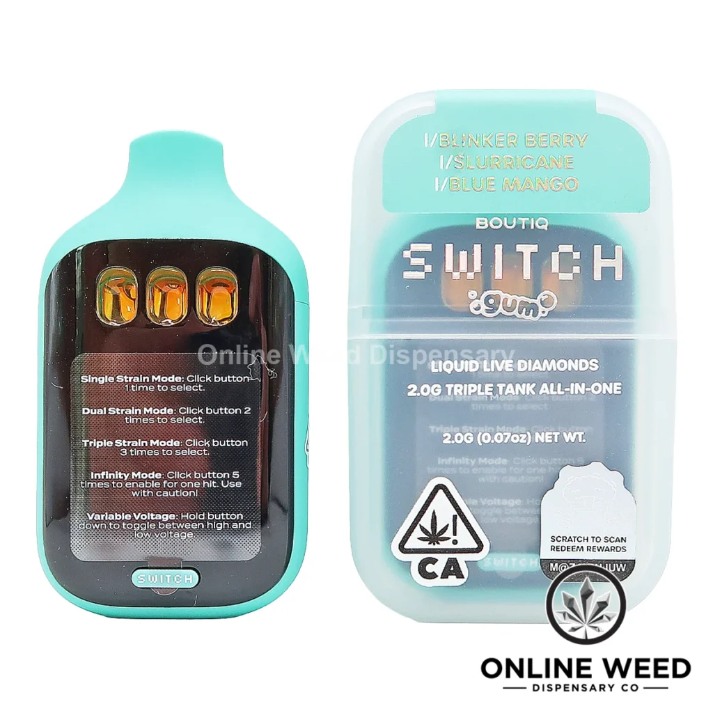 Boutiq Switch V5 2g Disposable Vape - Blinker Berry + Slurricane + Blue Mango