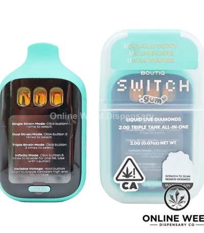Boutiq Switch V5 2g Disposable Vape - Blinker Berry + Slurricane + Blue Mango