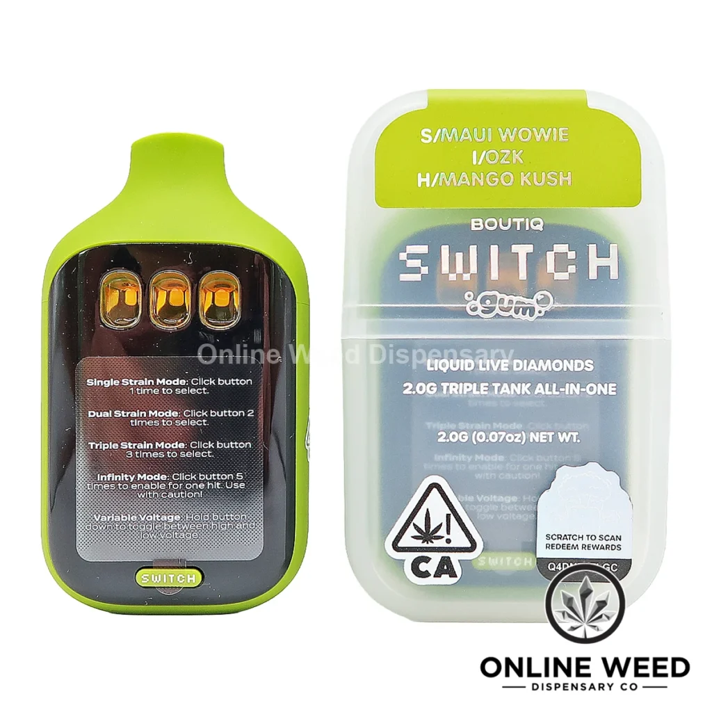 Boutiq Switch V5 2g Disposable Vape - Maui Wowie + OZK + Mango Kush