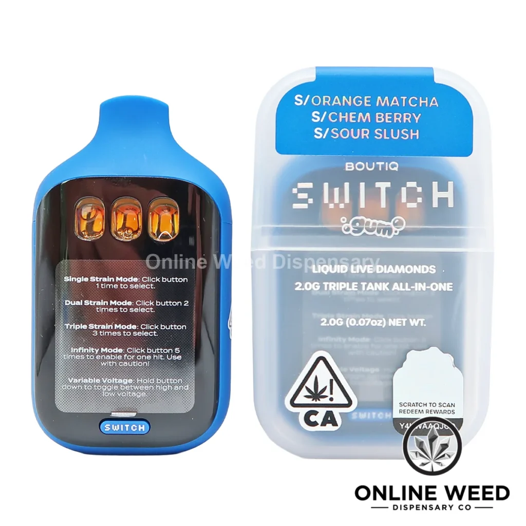 Boutiq Switch V5 2g Disposable Vape - Orange Matcha + Chem Berry + Sour Slush