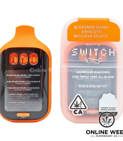 Boutiq Switch V5 2g Disposable Vape - Orange Slush + Biscotti + Guava Gelato