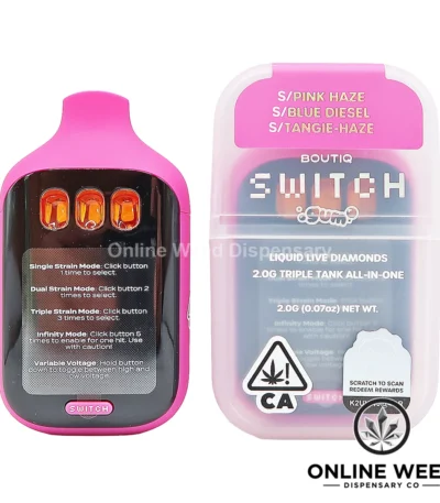 Boutiq Switch V5 2g Disposable Vape - Pink Haze + Blue Diesel + Tangie Haze