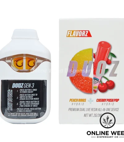 Flavorz Duoz 2g Disposable Vape - Peach Rings + Cherry Push Pop
