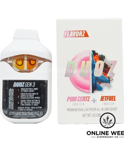 Flavorz Duoz 2g Disposable Vape - Pink Certz + Jetfuel