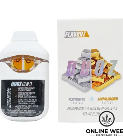 Flavorz Duoz 2g Disposable Vape - Platinum OG + Acapulco Gold