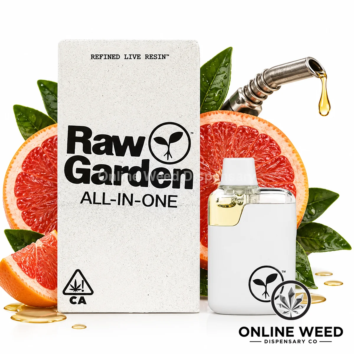 Raw Garden 1g Live Resin Disposable Vape - Grapefruit Gas Raw Garden 1g Live Resin Disposable Vape - Grapefruit Gas