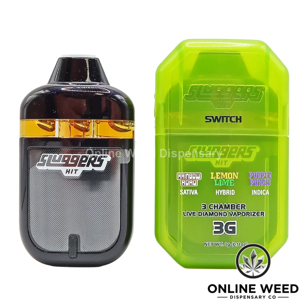 Sluggers Hit Switch 3g DIsposable Vape - Rainbow Road + Lemon Lime + Purple Punch