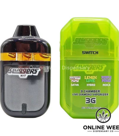 Sluggers Hit Switch 3g DIsposable Vape - Rainbow Road + Lemon Lime + Purple Punch