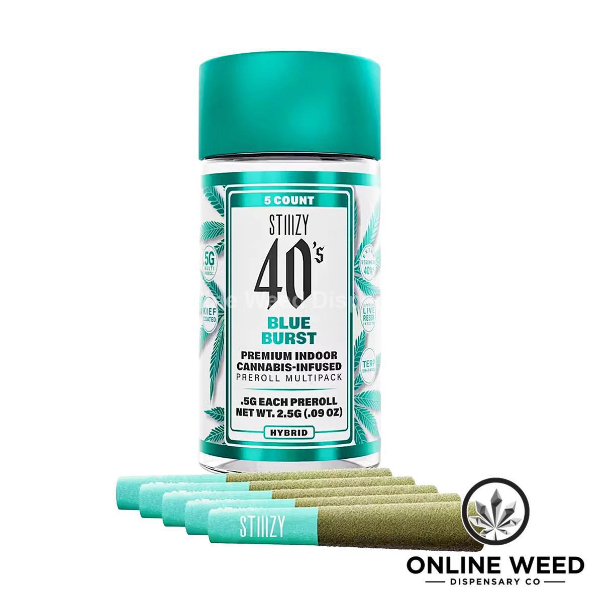 Stiiizy 40's 2.5g Infused Pre-Rolls - Blue Burst Stiiizy 40's 2.5g Infused Pre-Rolls - Blue Burst