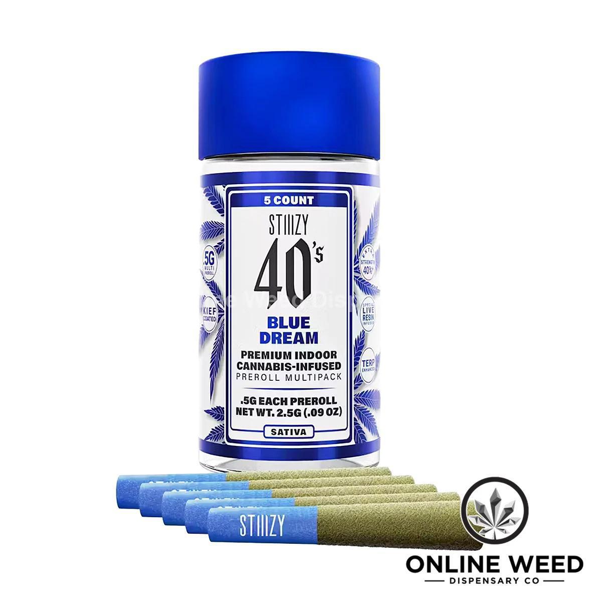 Stiiizy 40's 2.5g Infused Pre-Rolls - Blue Dream Stiiizy 40's 2.5g Infused Pre-Rolls - Blue Dream